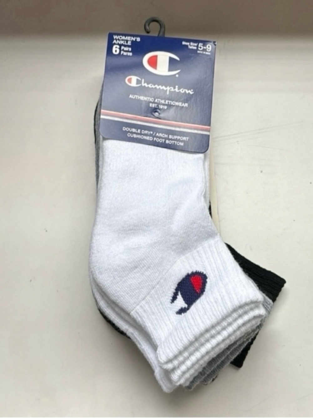 New Champion Socks Women’s 6 Pair Gray,Black & White Ankle Socks Athletic Casual